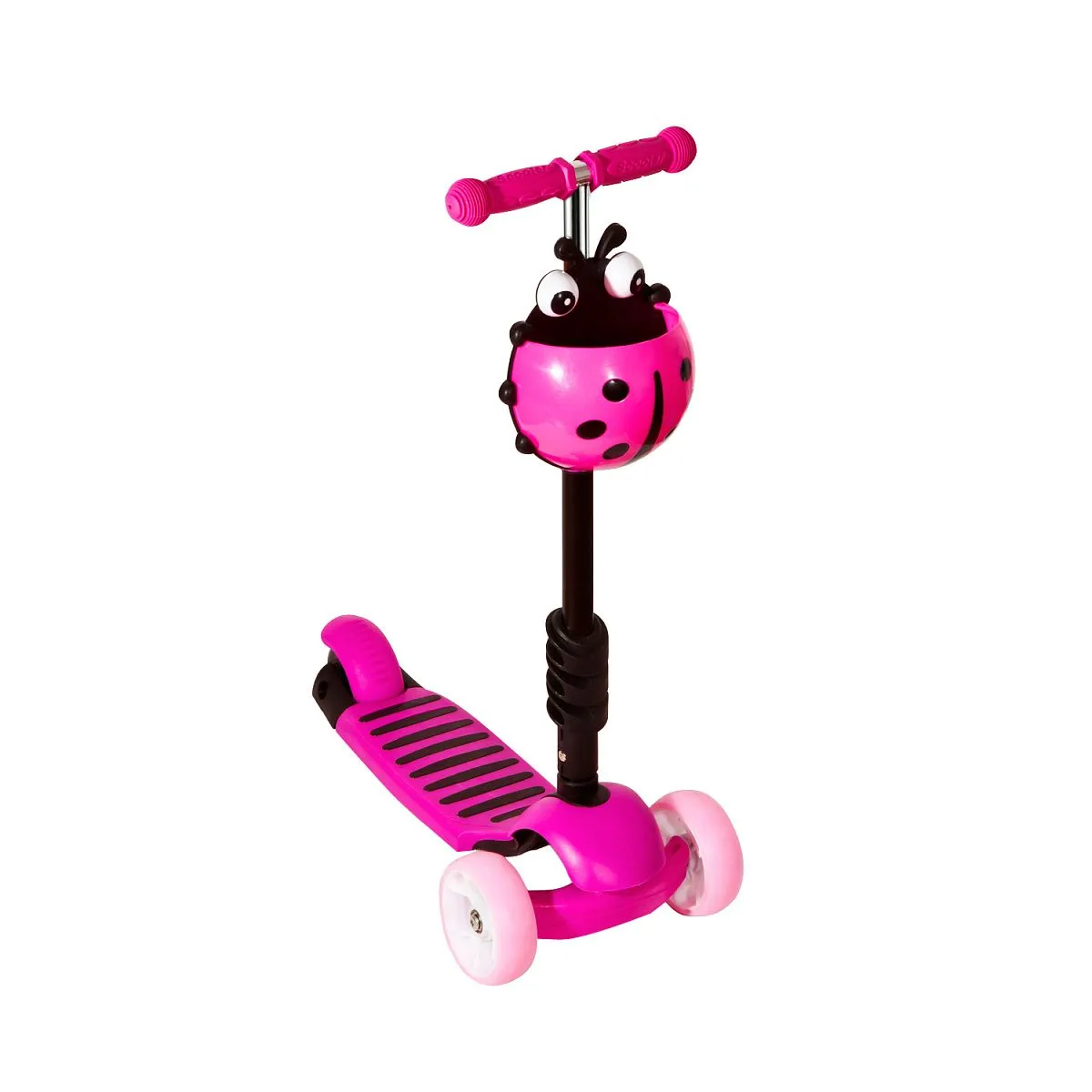 Самокат - беговел с ручкой BUGSY+ LED Pink