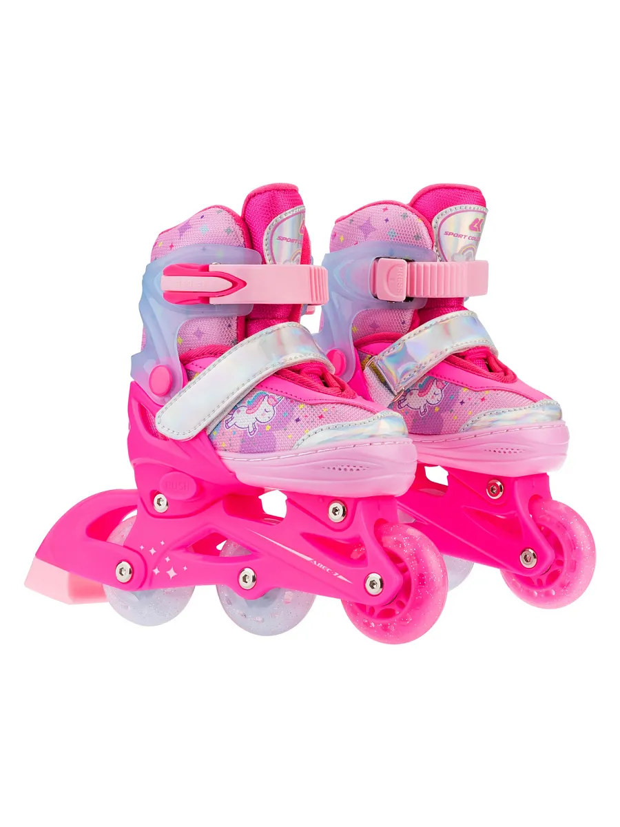 Раздвижные роликовые коньки CK-SK-P320-30 Pink (антистресс сквиш лапка в подарок)