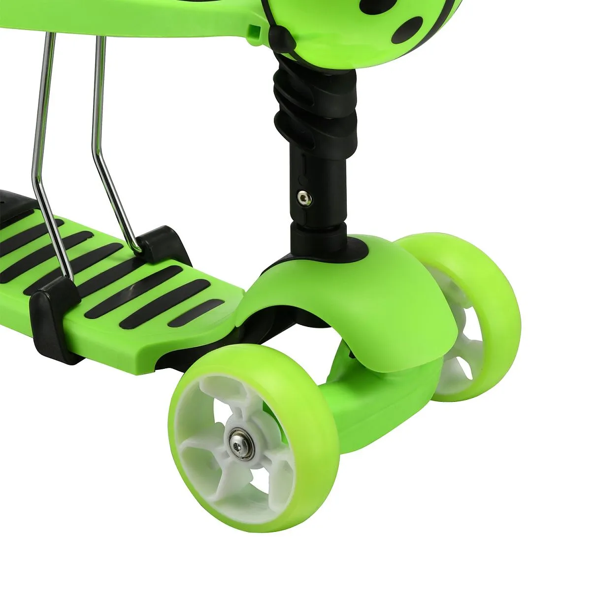 Самокат - беговел с ручкой BUGSY+ LED Green
