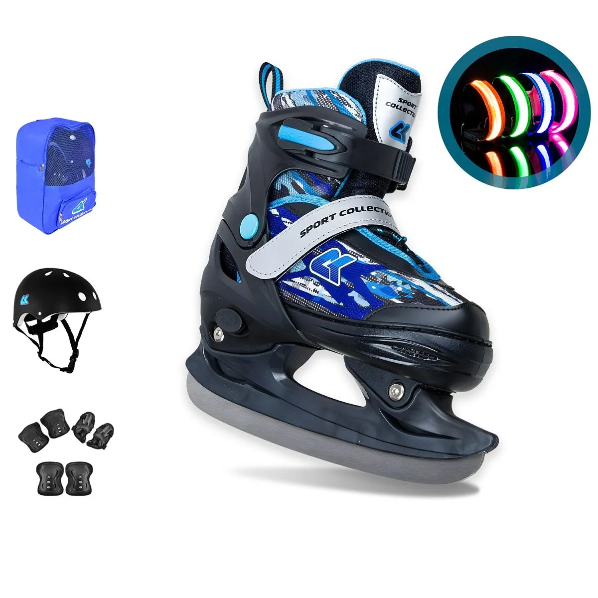 Набор коньки раздвижные ледовые SET CK-SK1108 Blue