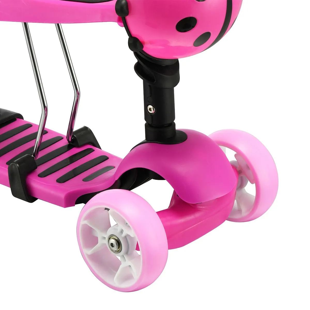 Самокат - беговел с ручкой BUGSY+ LED Pink