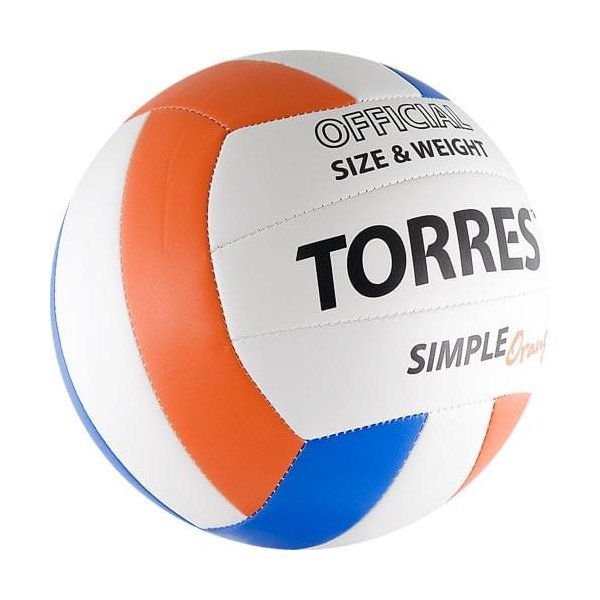 Мяч в/б TORRES Simple Orange V30125, р.5, синт.кожа
