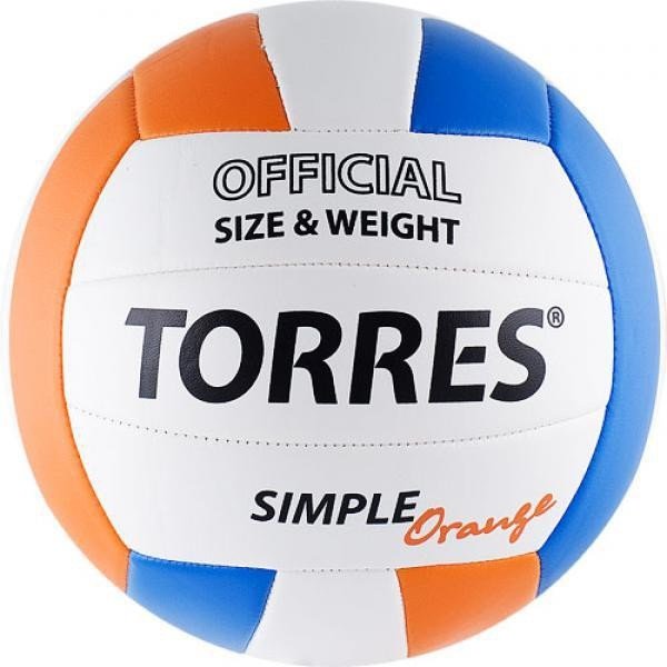Мяч в/б TORRES Simple Orange V30125, р.5, синт.кожа