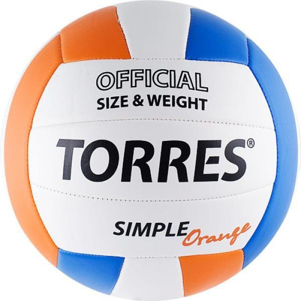 Мяч в/б TORRES Simple Orange V30125, р.5, синт.кожа