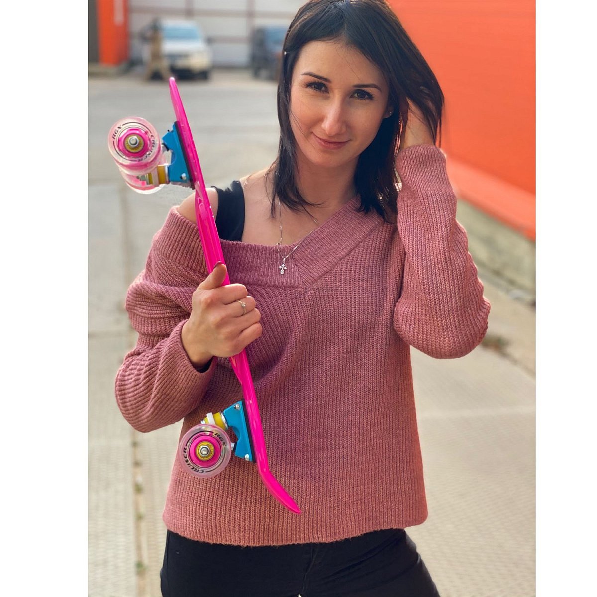 Мини-круизер PNB-01GW (22") Pink светящиеся колеса