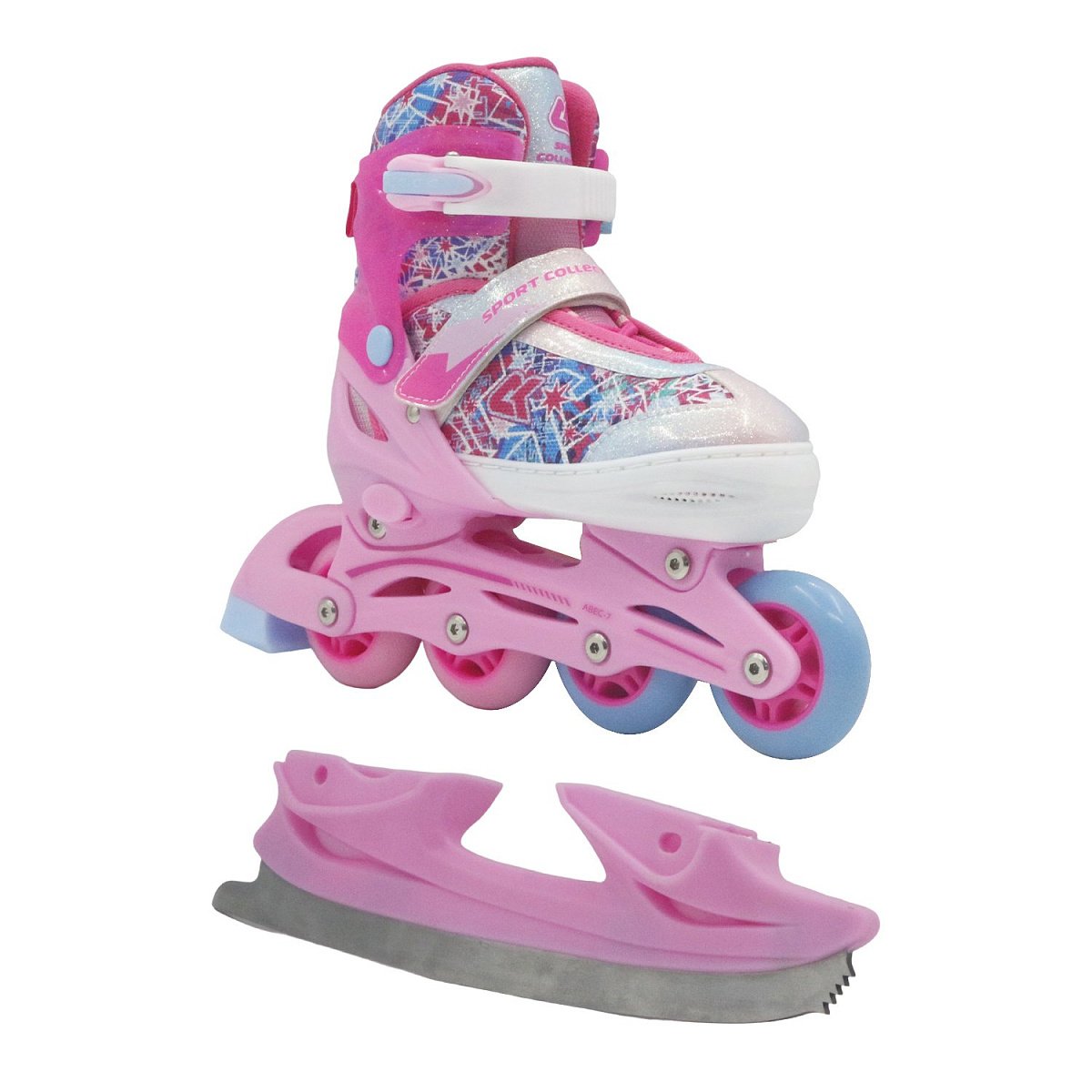 Раздвижные роликовые коньки трансформеры CK-SKP320-34-TRF Pink (со сменными лезвиями)