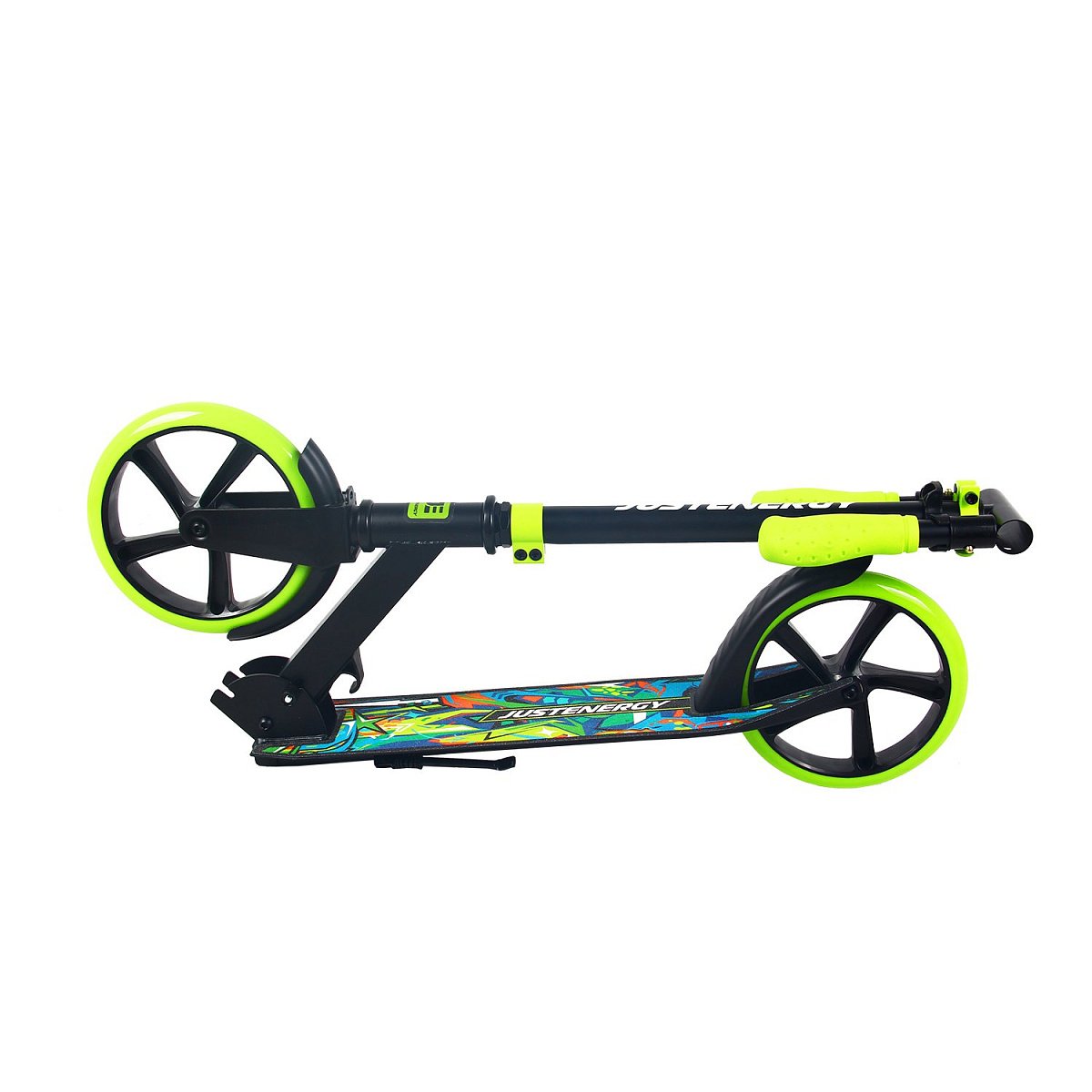 Самокат JE-SA200-58 200мм black-lime (наклейки в подарок)