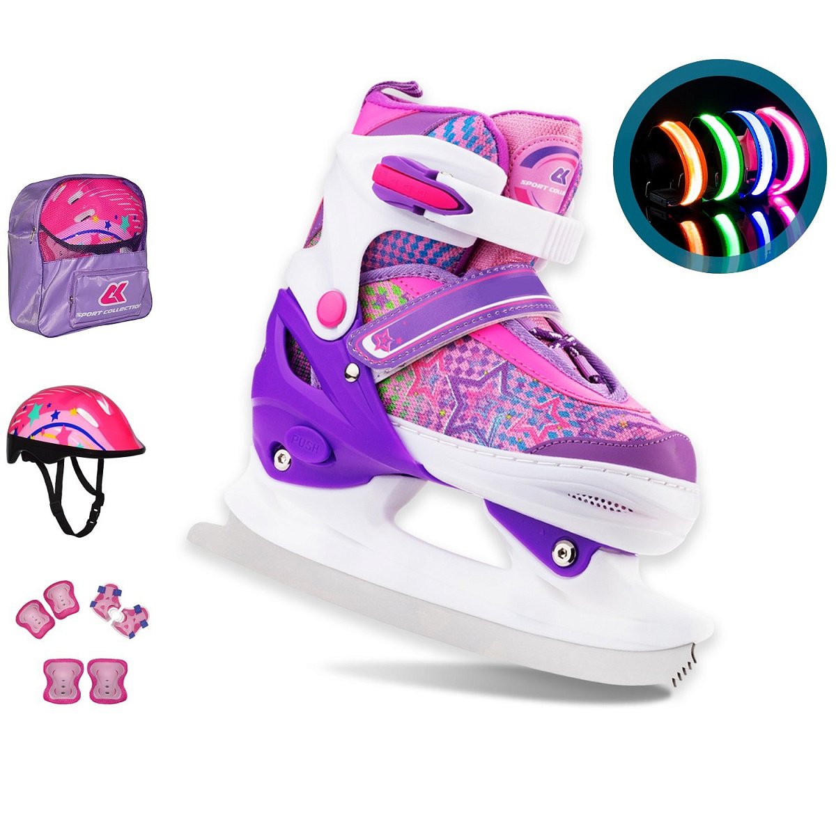 Набор коньки раздвижные ледовые SET CK-SK1107 Violet