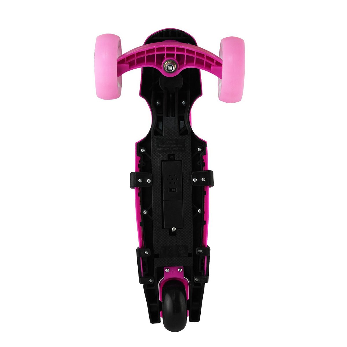 Самокат - беговел с ручкой BUGSY+ LED Pink