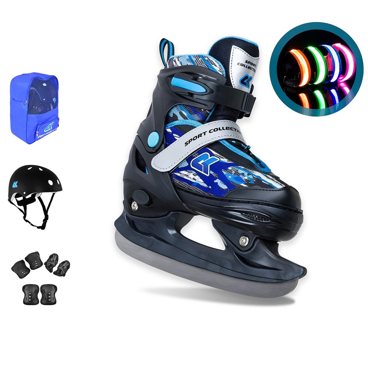 Набор коньки раздвижные ледовые SET CK-SK1108 Blue