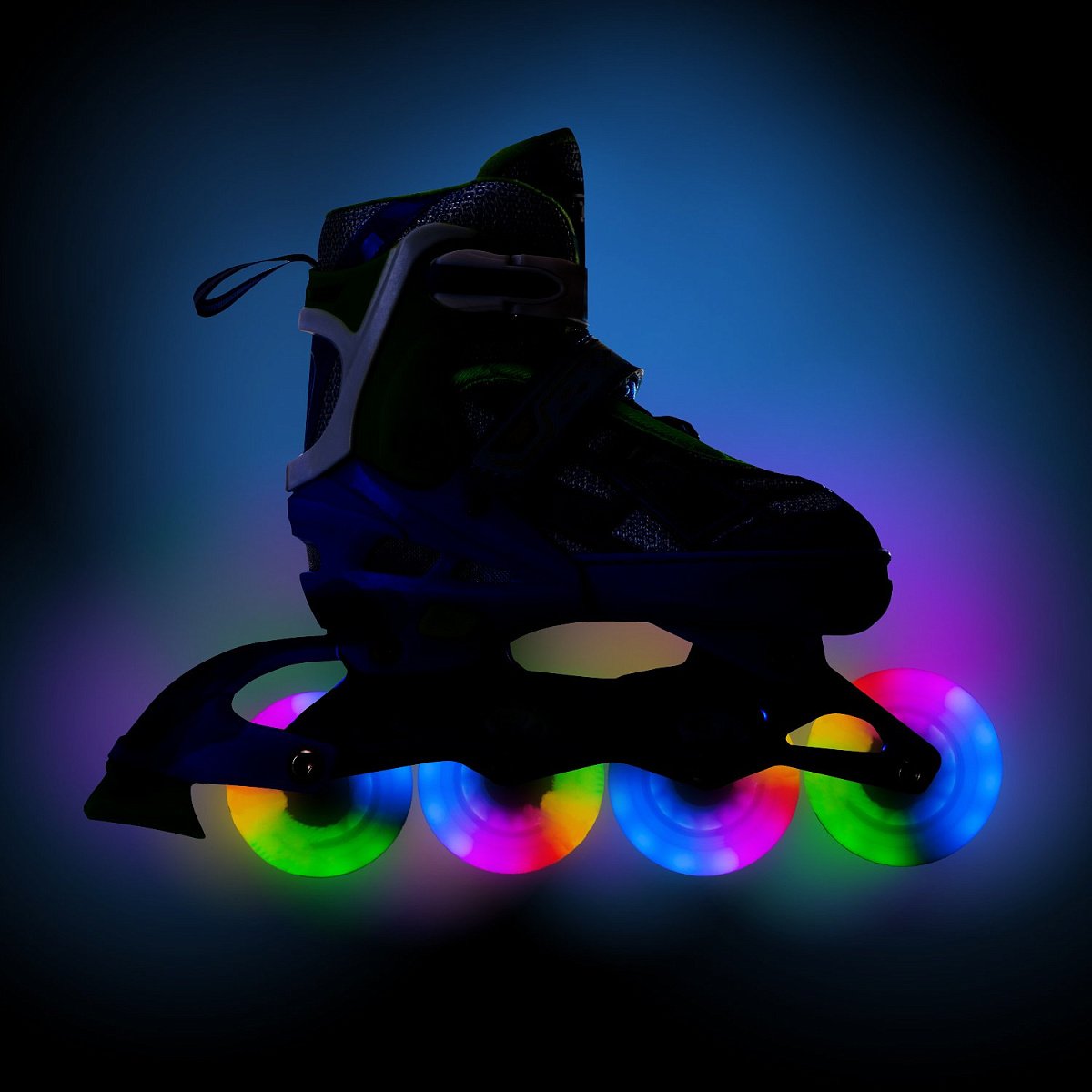 Раздвижные роликовые коньки Yuppie Blue LED подсветка колес