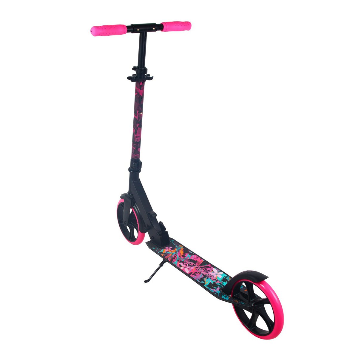 Самокат JE-SA200-60 200мм black-pink (наклейки в подарок)