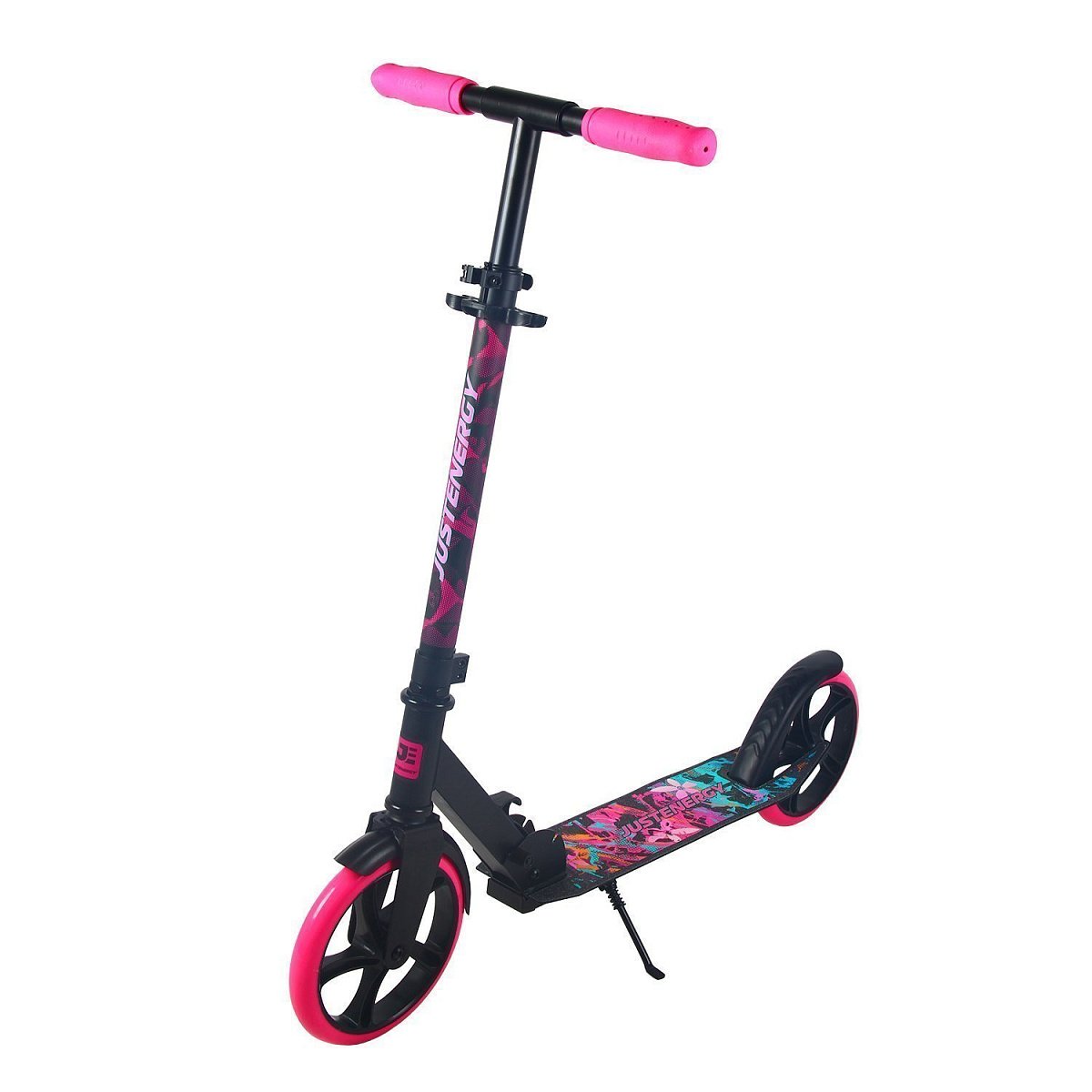 Самокат JE-SA200-60 200мм black-pink (наклейки в подарок)