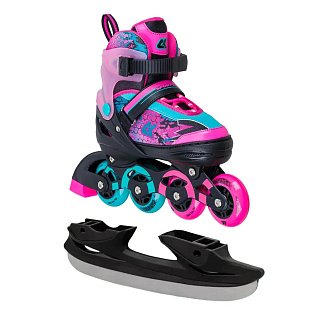 Раздвижные роликовые коньки трансформеры CK-SKA310-3-TRF Pink (со сменными лезвиями)