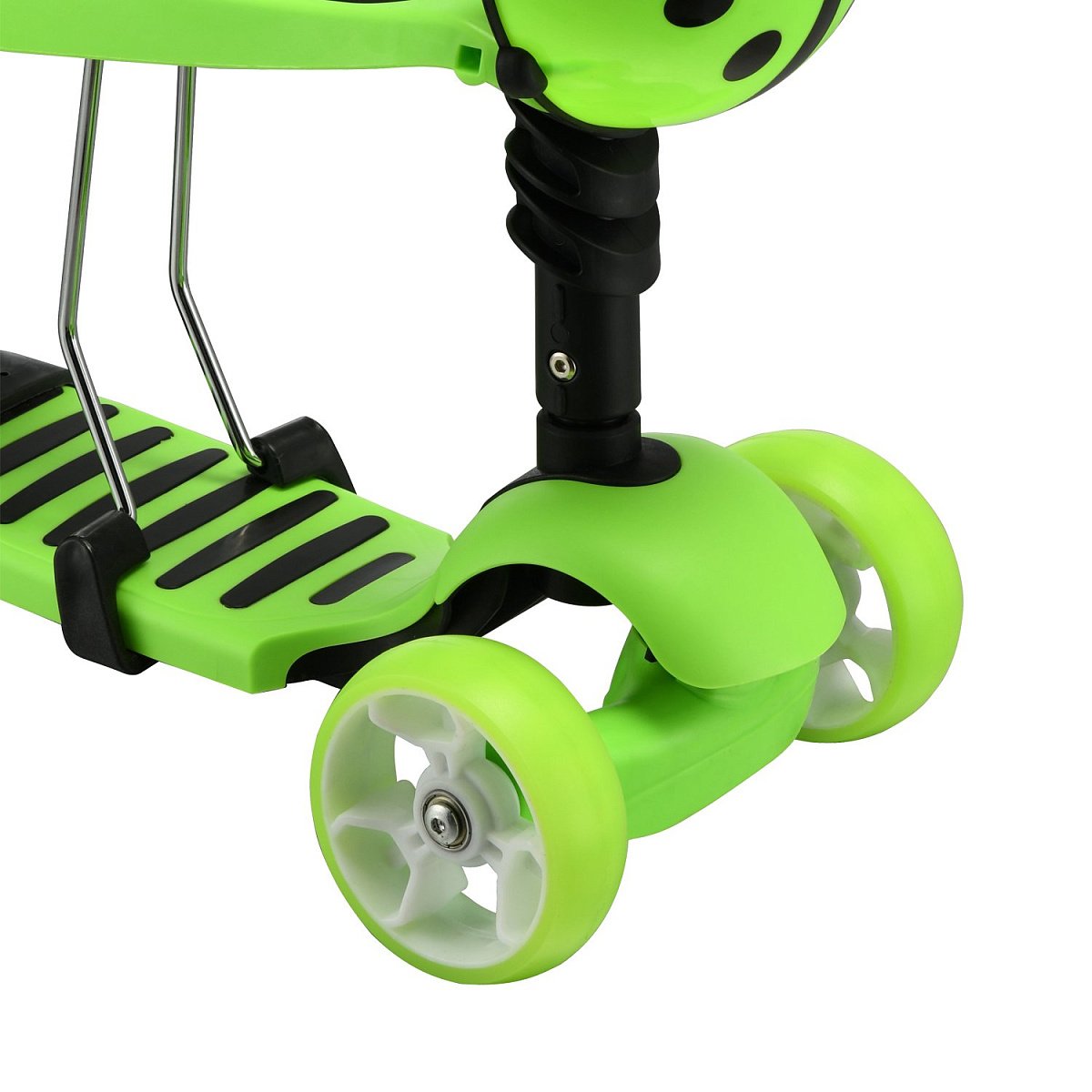 Самокат - беговел с ручкой BUGSY+ LED Green