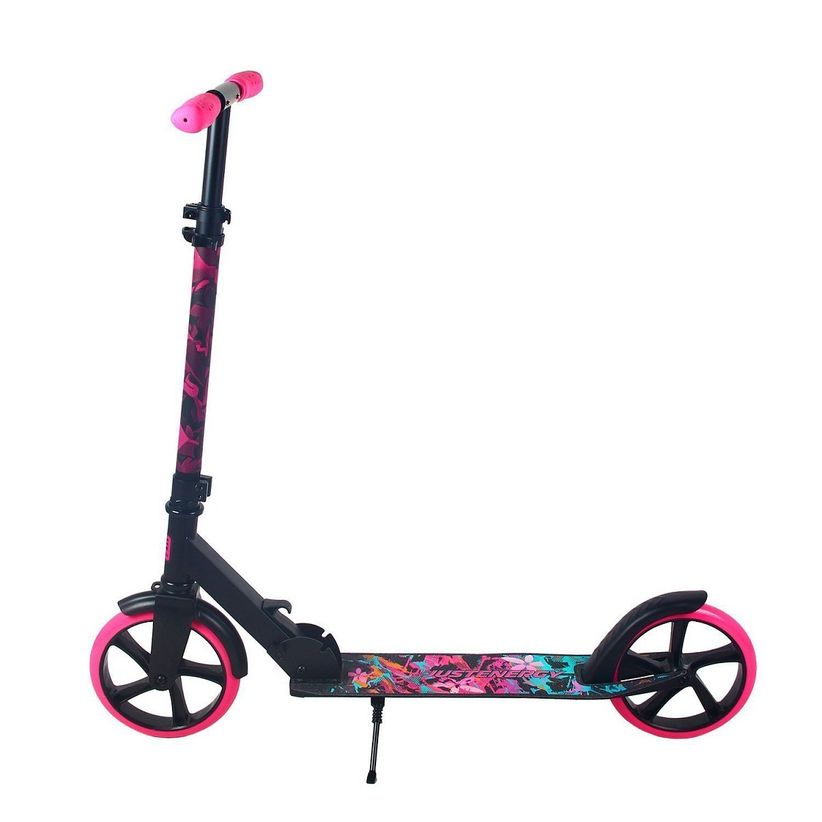 Самокат JE-SA200-60 200мм black-pink (наклейки в подарок)