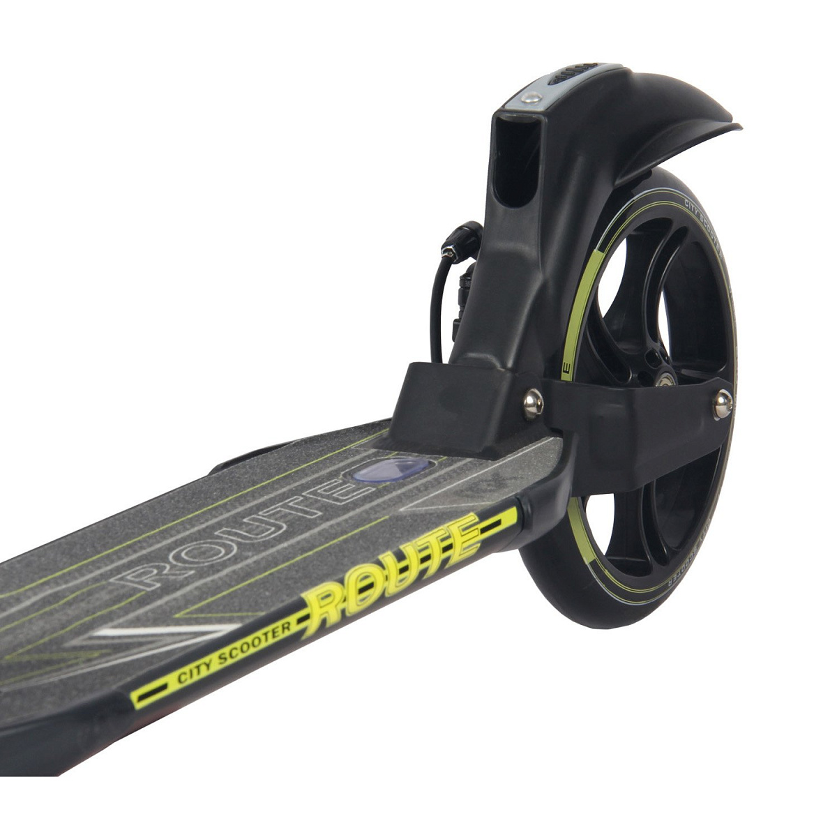 Самокат ROUTE 230/200мм black/yellow 100% алюминий, дисковый тормоз, передний и задний амортизаторы