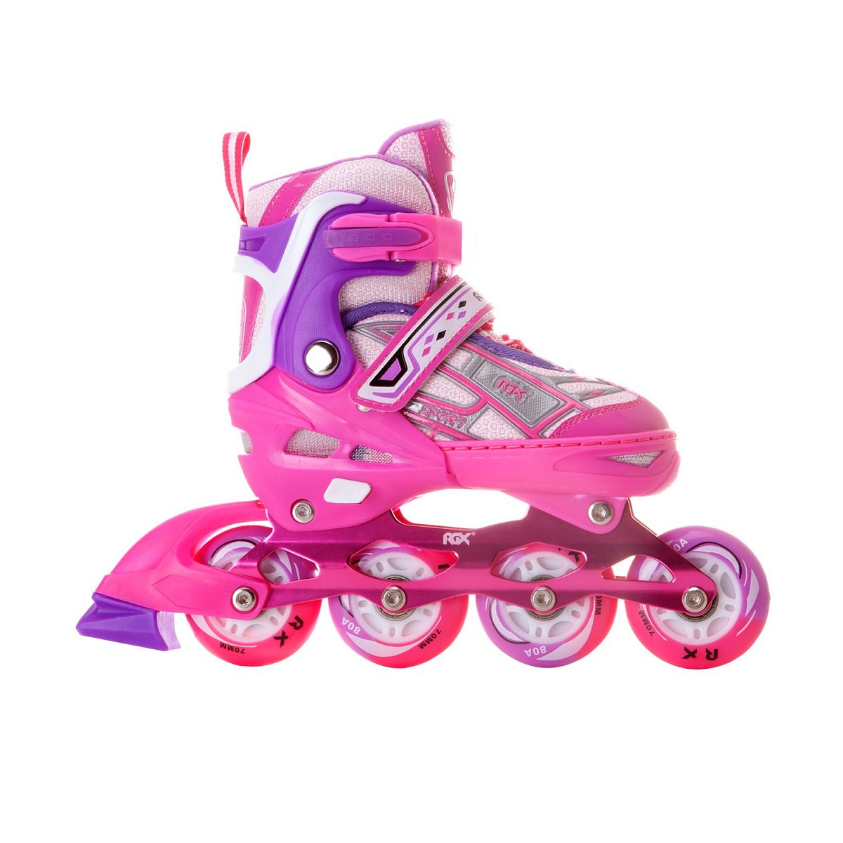 Раздвижные роликовые коньки Yuppie Pink LED подсветка колес