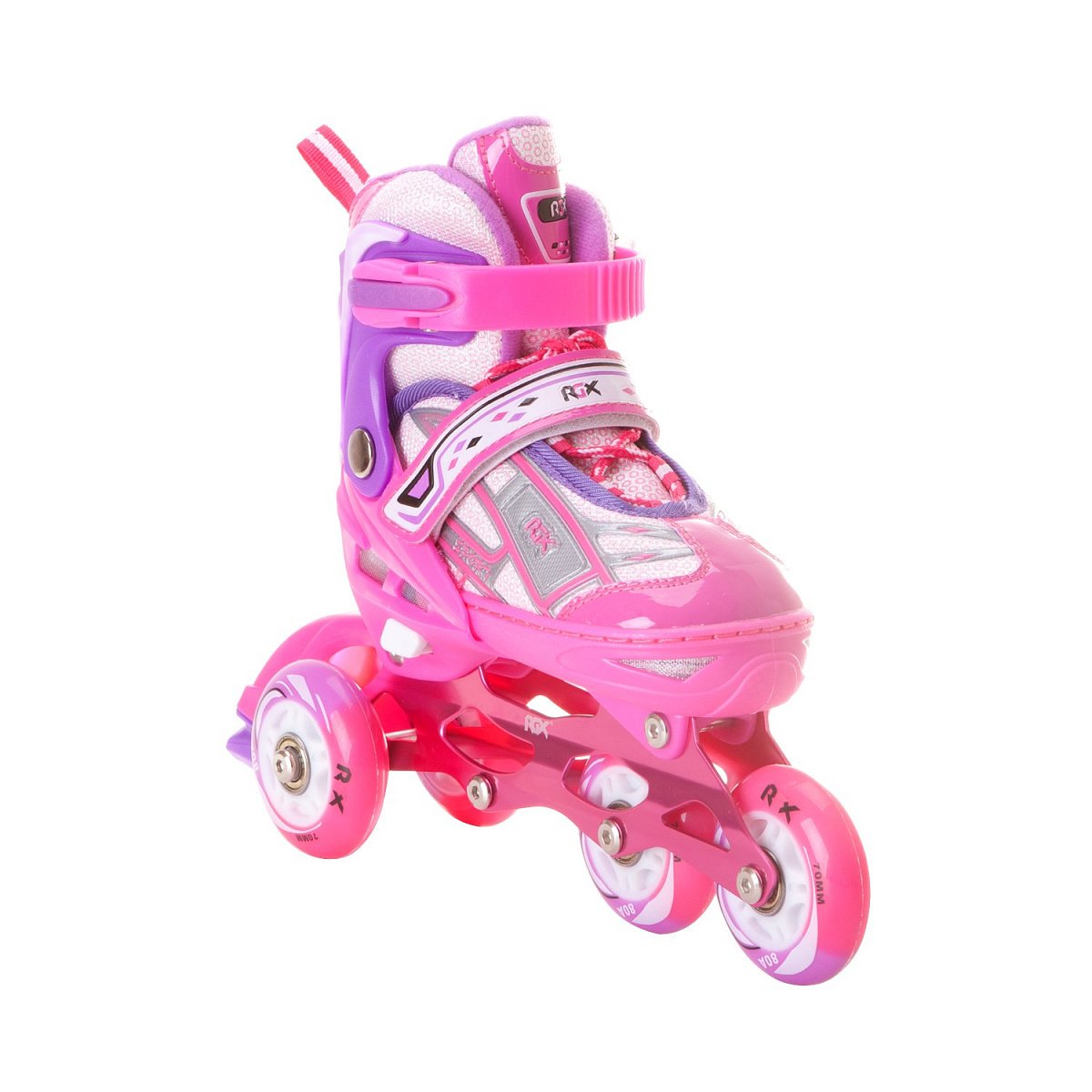 Раздвижные роликовые коньки Yuppie Pink LED подсветка колес