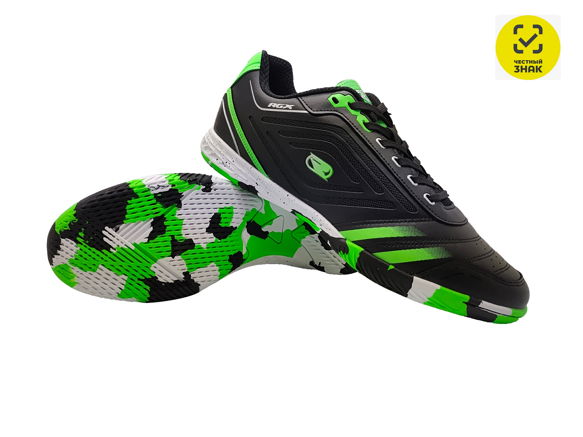 Бутсы зальные SB-M-061 Black/Green детские