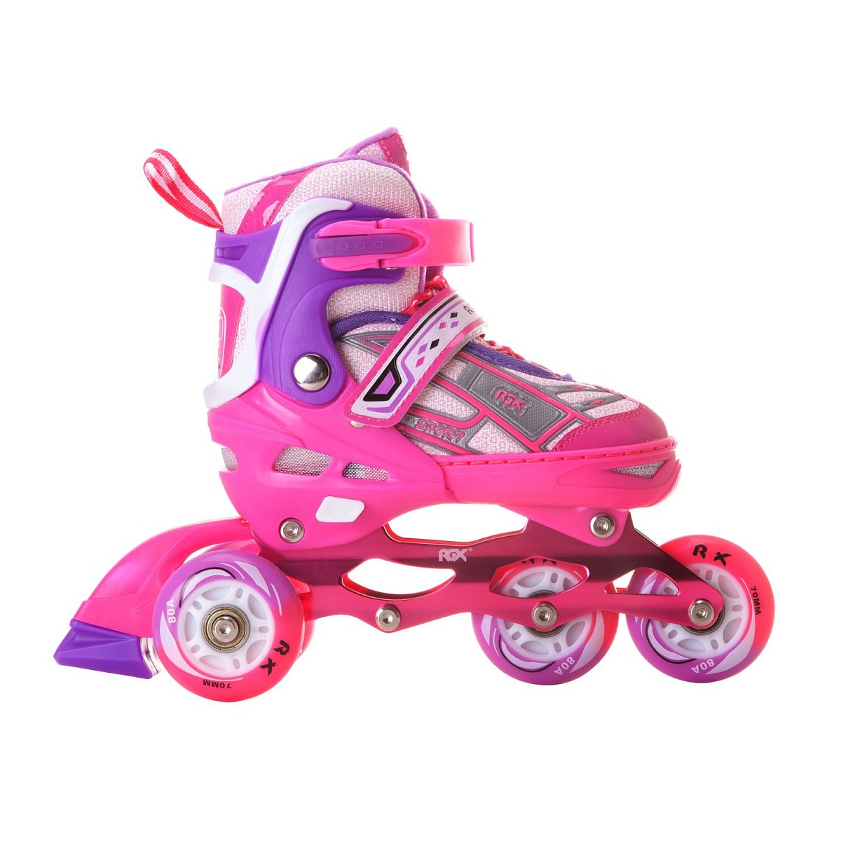 Раздвижные роликовые коньки Yuppie Pink LED подсветка колес